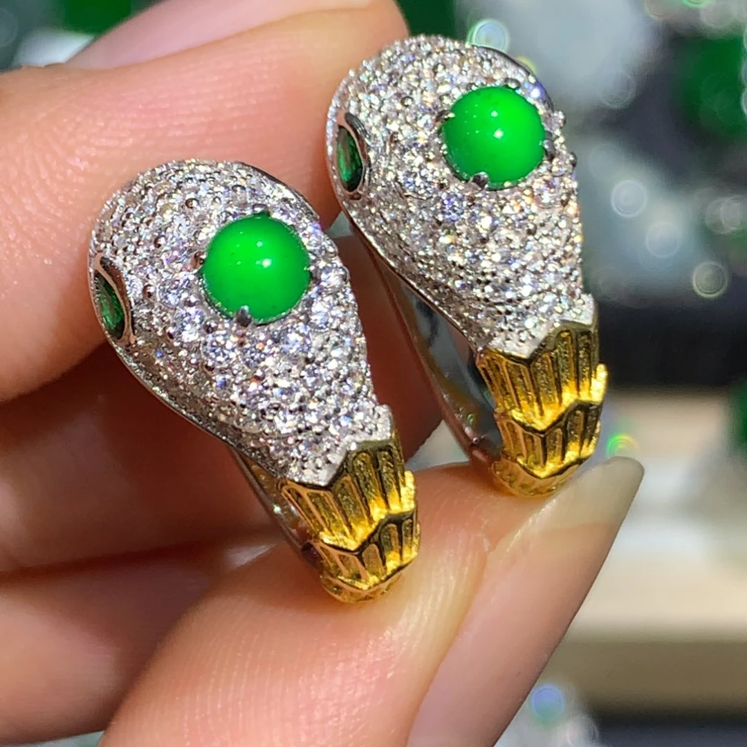 翡翠耳饰银S925镶嵌8、