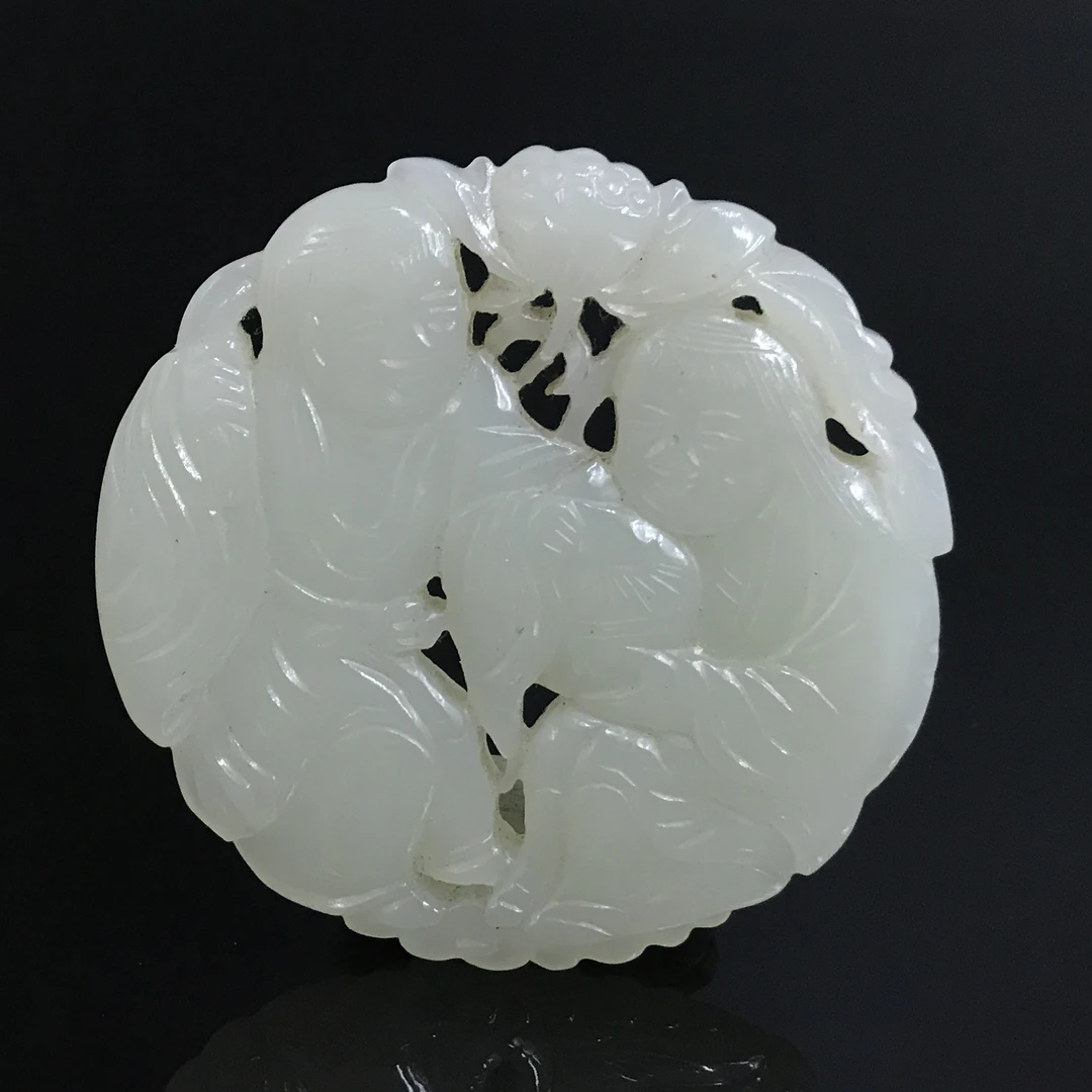 清代和田玉和合二仙佩/516875/收藏/传承/【友谊文物商店】