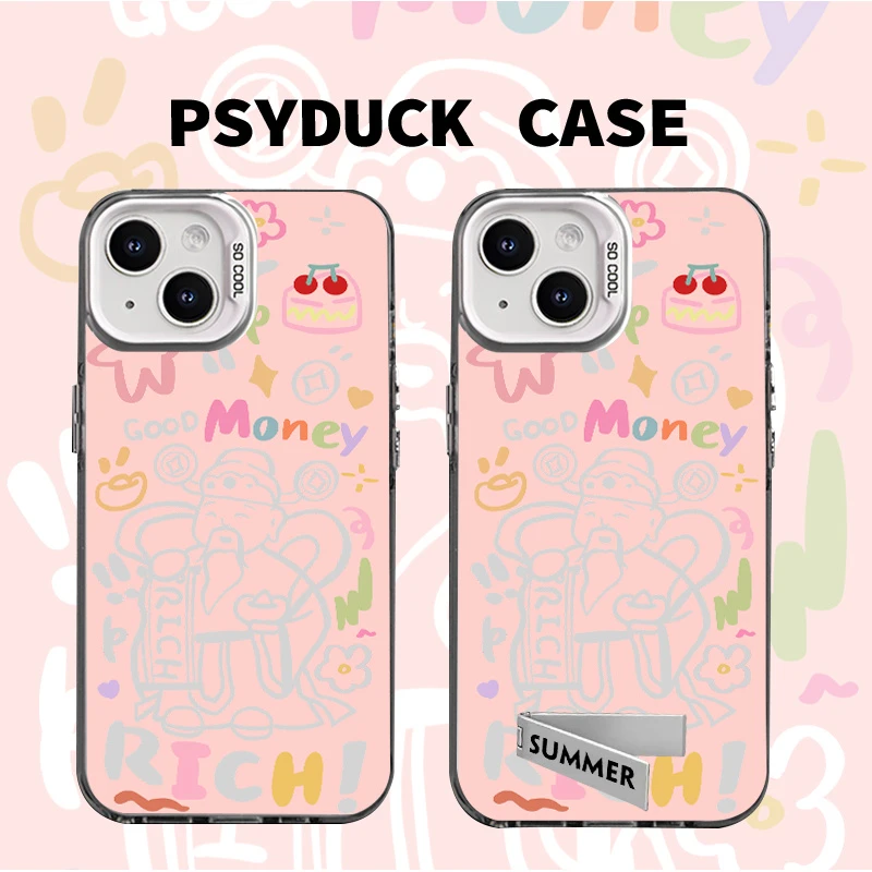 适用苹果华为一加iQOO小米镂空财神彩银白底动漫防摔手机壳