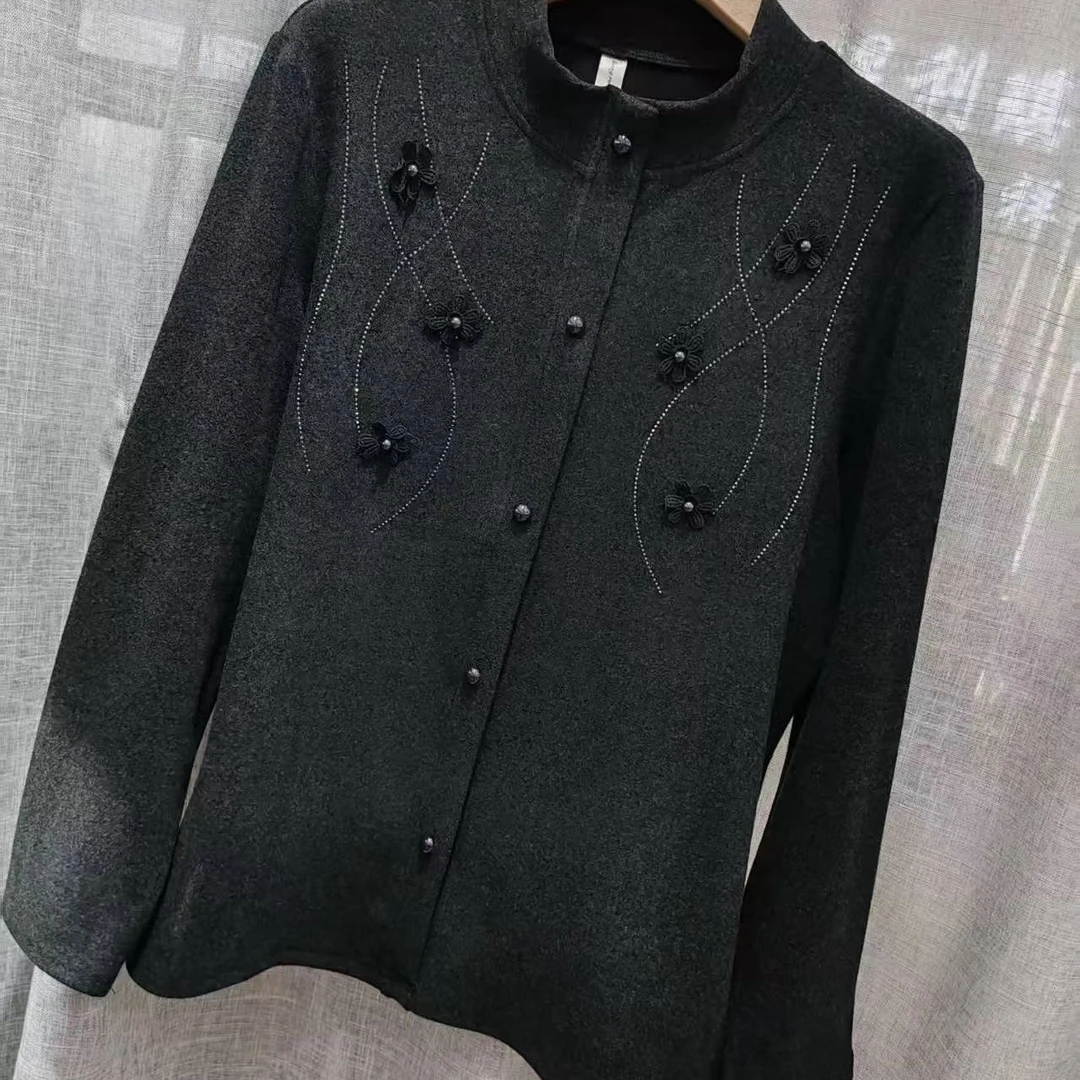 小香风钉珠常规套装修身型常规款打底德绒衫圆领