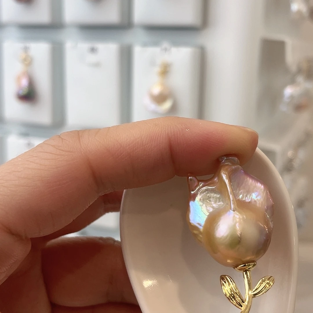 淡水珍珠天然珍珠巴洛克银S925镶嵌