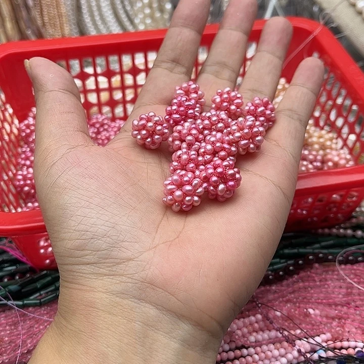 未镶嵌玛瑙/玉髓珠宝半成品3个珍珠花