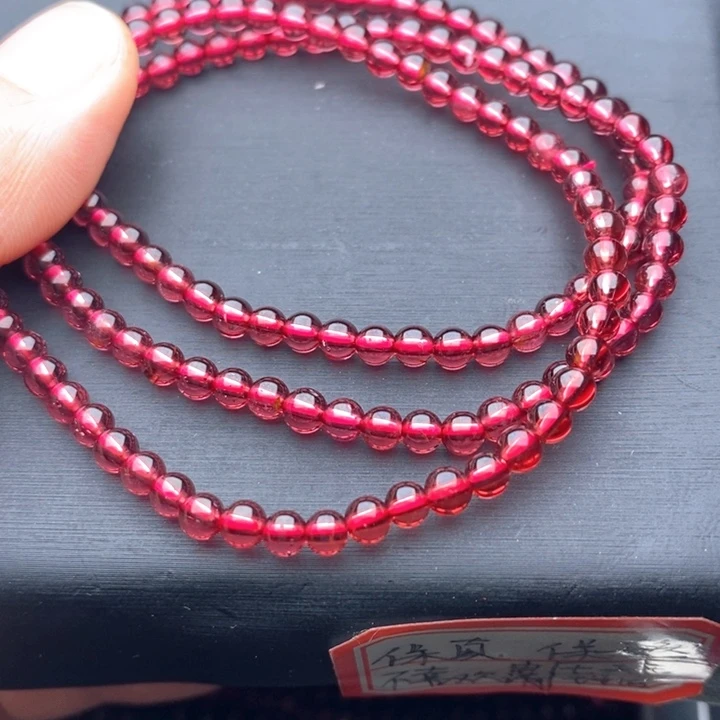 手链未镶嵌石榴石4毫米粉色经济实惠大漏