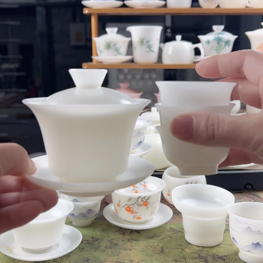 素烧璞玉马蹄盖碗160ml满容+3个45ml铃铛杯