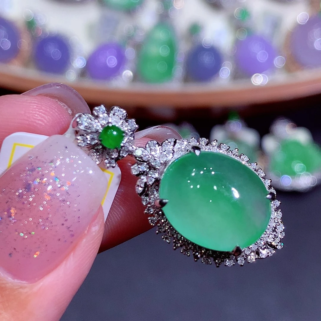 翡翠18K金镶嵌吊坠(不含链)