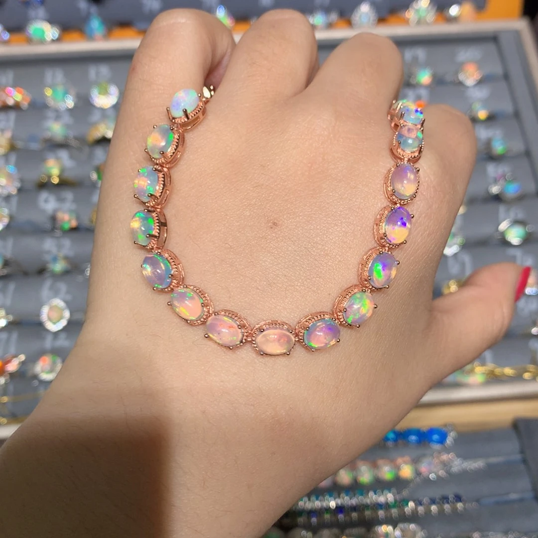 银S925镶嵌欧泊欧泊手链l