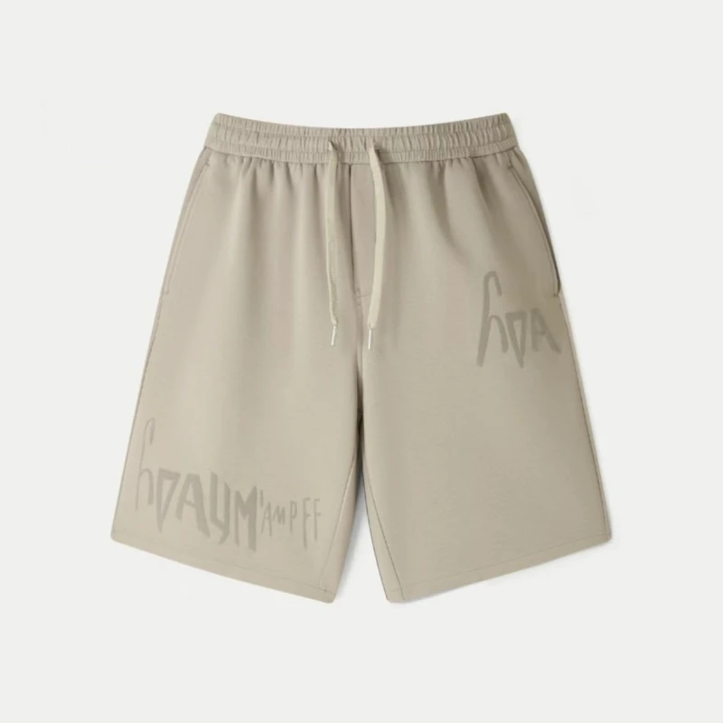 HK221 剪标夏季松紧腰抽绳系带休闲中裤字母印花直筒五分短裤