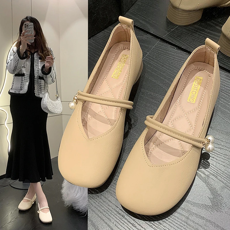 2025春季新款小单鞋女方跟女鞋软底复古玛丽珍温柔浅口仙女风女鞋