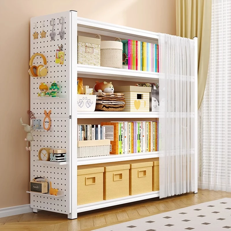 洞洞板置物架家用钢制货架多层落地客厅阳台收纳架书架厨房储物架