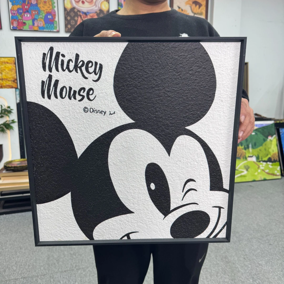 黑白卡通米奇挂画客厅背景墙装饰画卧室装饰画餐厅墙面144