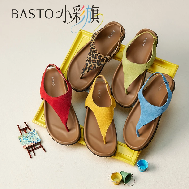 【小彩旗】百思图2025夏季时尚户外休闲夹趾休闲凉鞋女凉鞋B5725BL5