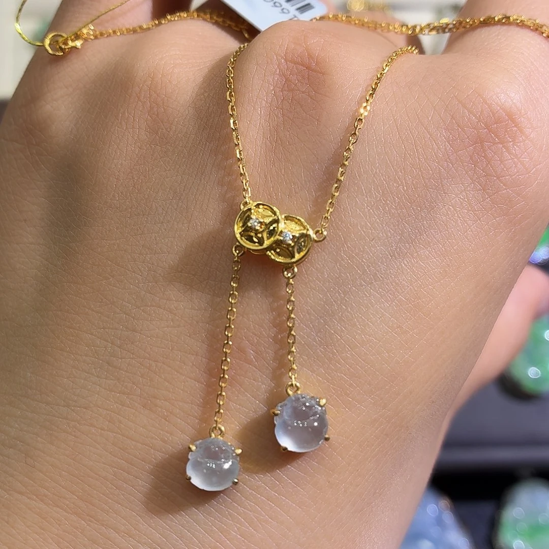 翡翠18K金镶嵌颈饰