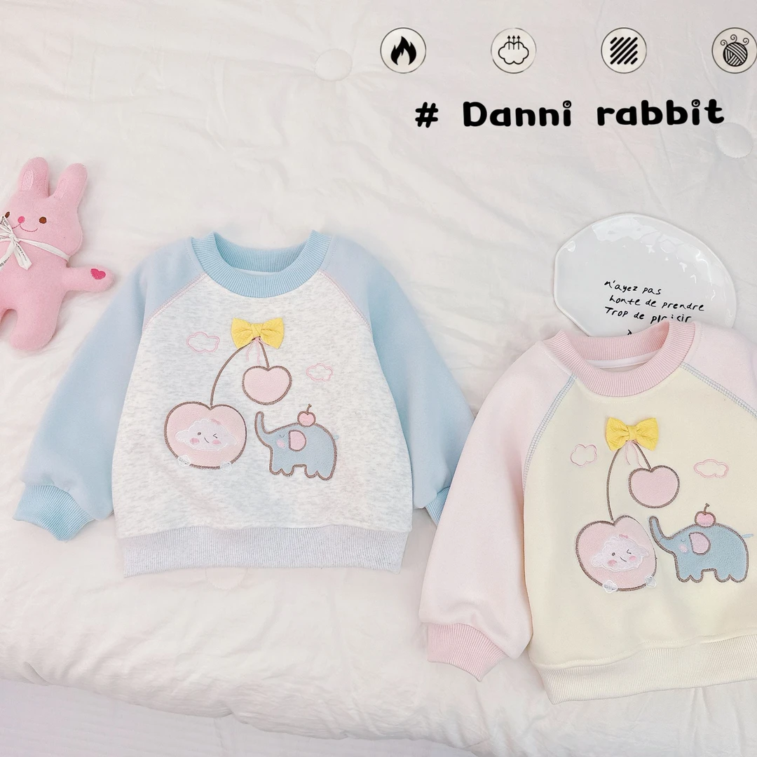 「Dannirabbit」【甜美女孩】冬款&卡通樱桃女童加绒卫衣【G-5736】