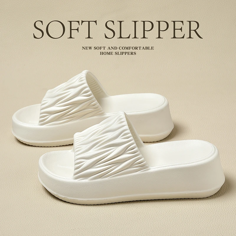褶皱拖鞋女2025新款夏季室内家居厚底增高跟防滑防臭凉拖女款外穿