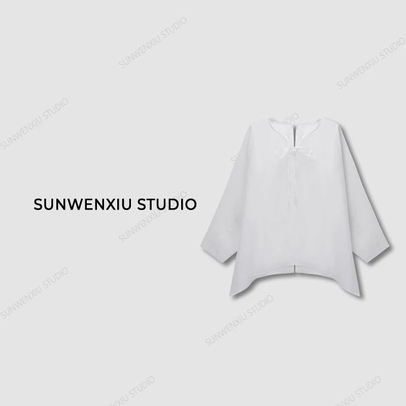swx studio2店 “姹寂”100%苎麻前后两穿开衩长袖防晒衬衫