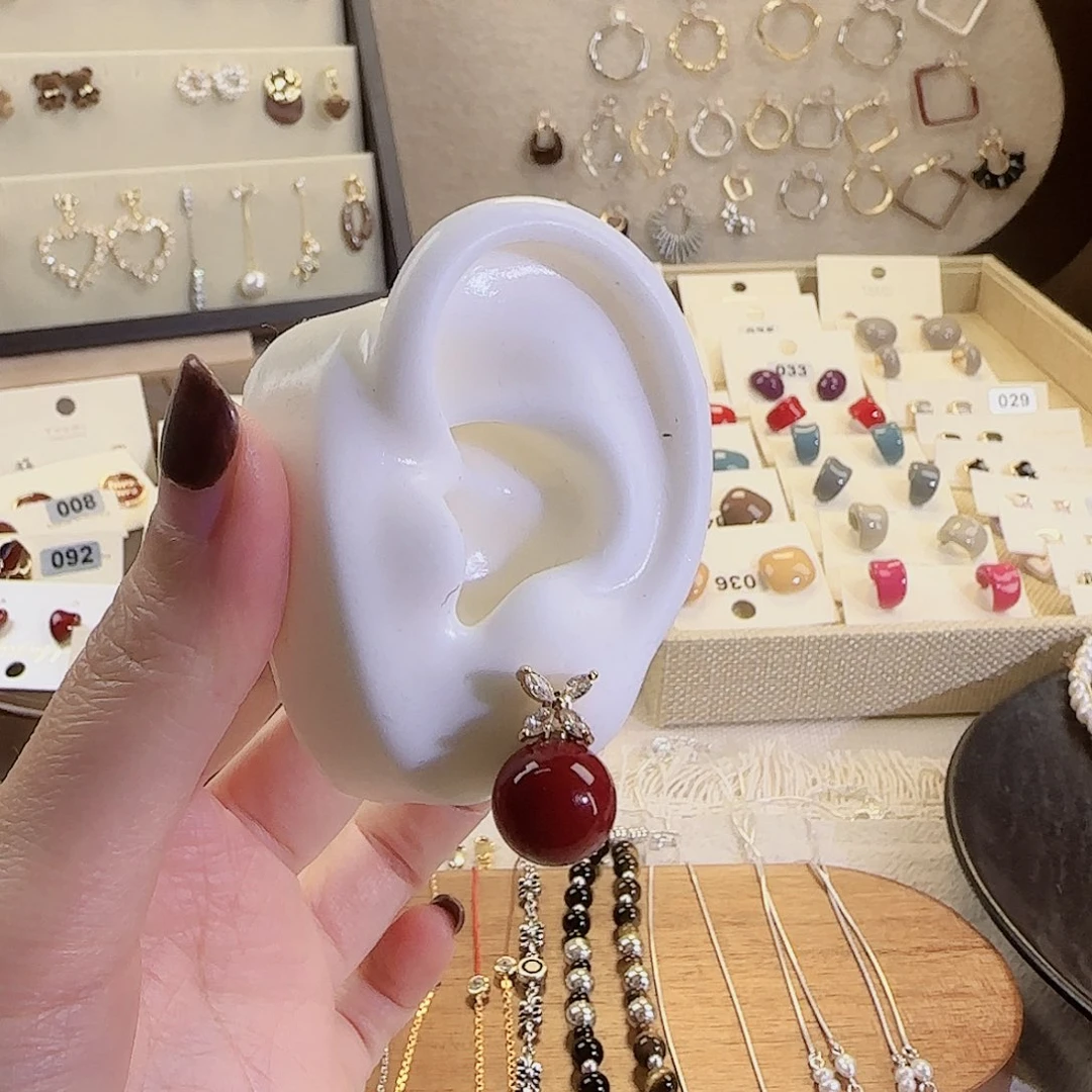 仿珍珠铜合金925银耳钉