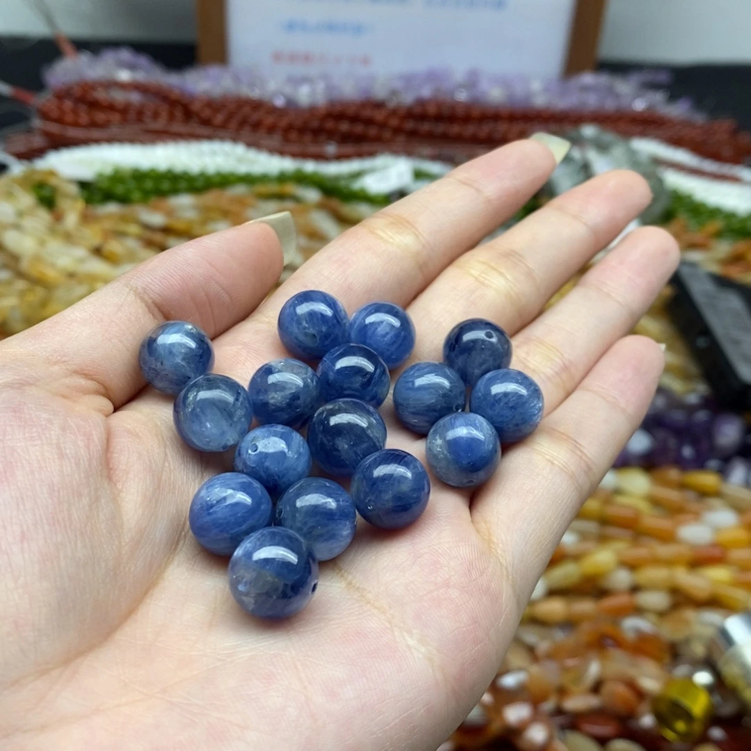 玛瑙/玉髓未镶嵌珠宝半成品一个天然玉化蓝晶11mm单珠