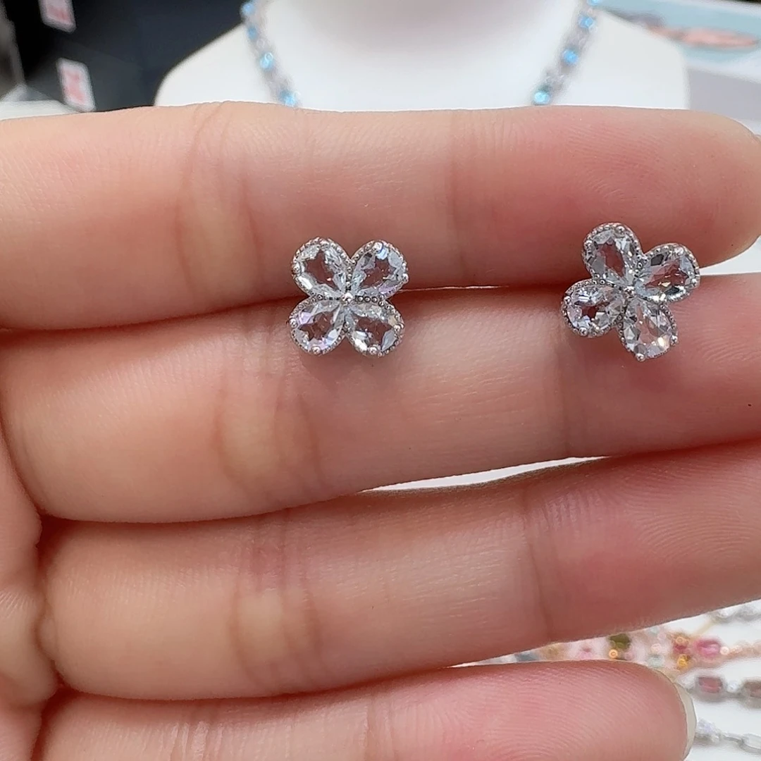 海蓝宝石耳坠银S925镶嵌—52