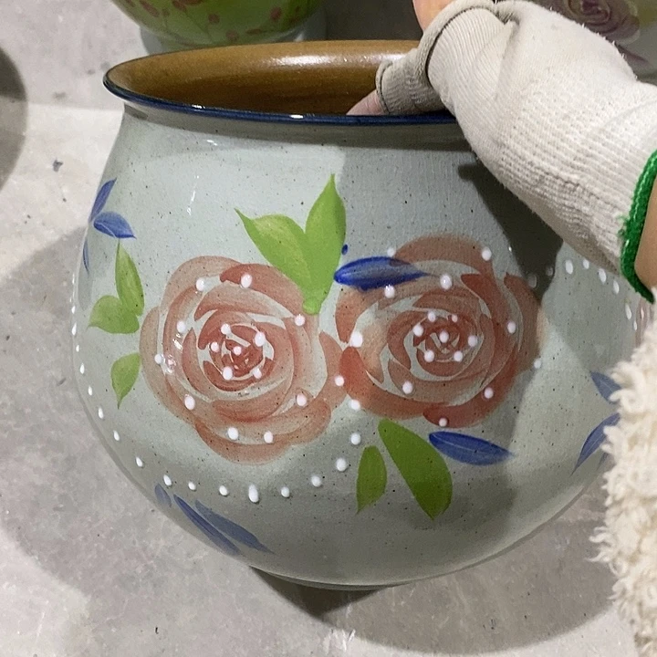 缸默***文12xc景德镇陶瓷花盆微瑕