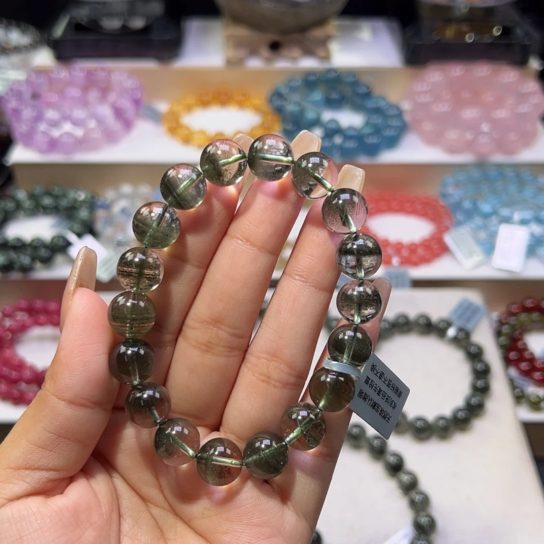 ****卷水晶手串未镶嵌高货绿幽灵11mm