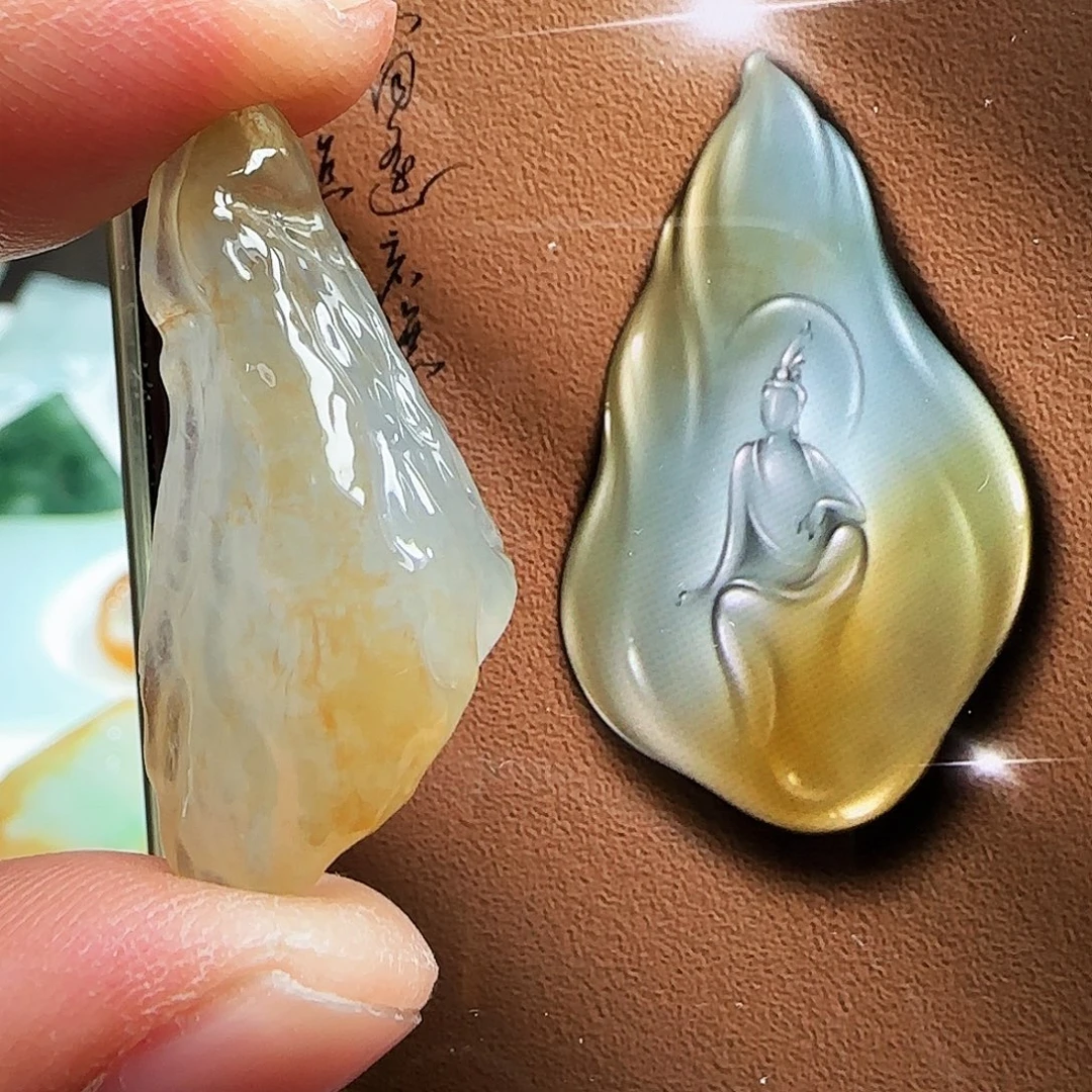 定制翡翠未镶嵌缅甸天然A货翡翠老师工艺