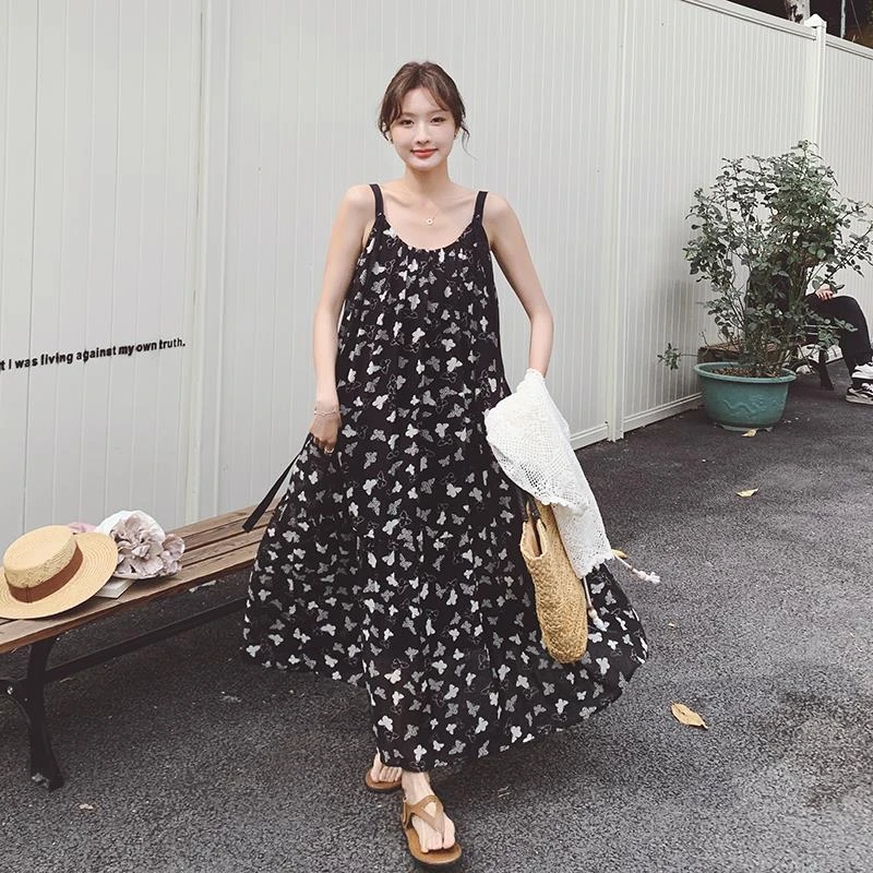 DUCURNO镂空蕾丝罩衫碎花套装女秋季2025新款时尚独特漂亮吊带裙