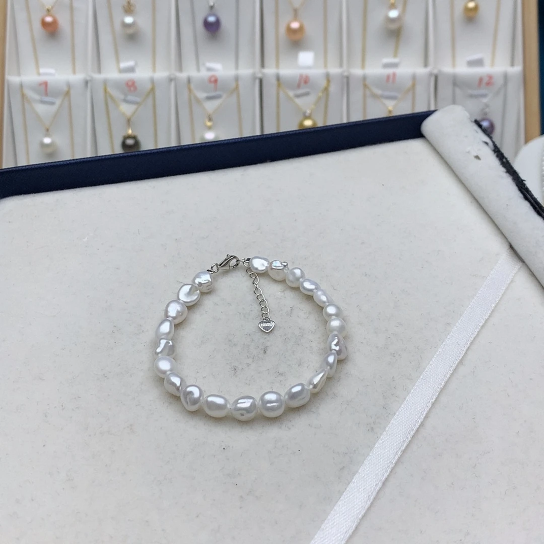 手镯淡水珍珠银S925镶嵌
