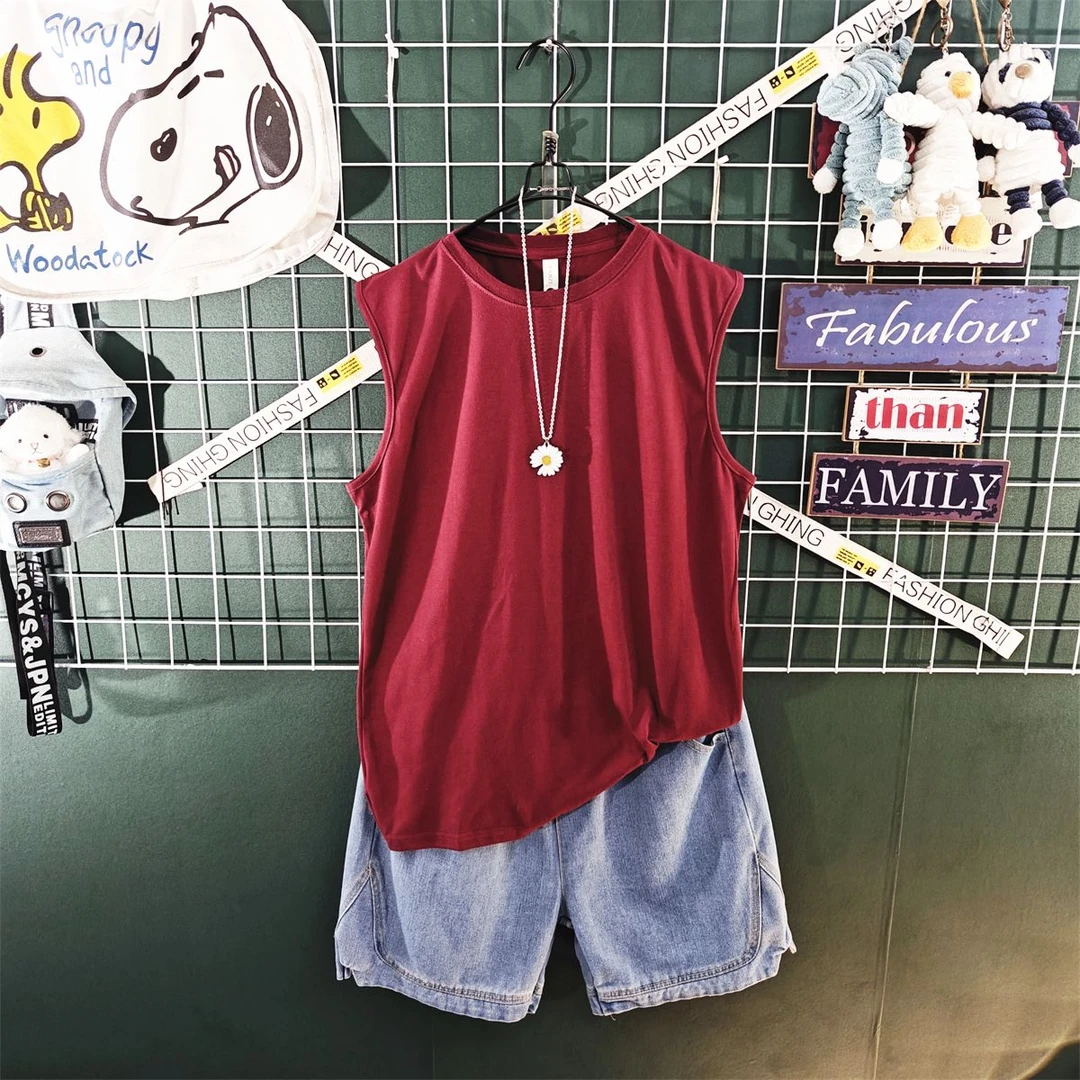 港风坎肩背心夏季休闲两件套装男新款潮流男装痞帅气一套搭配短裤