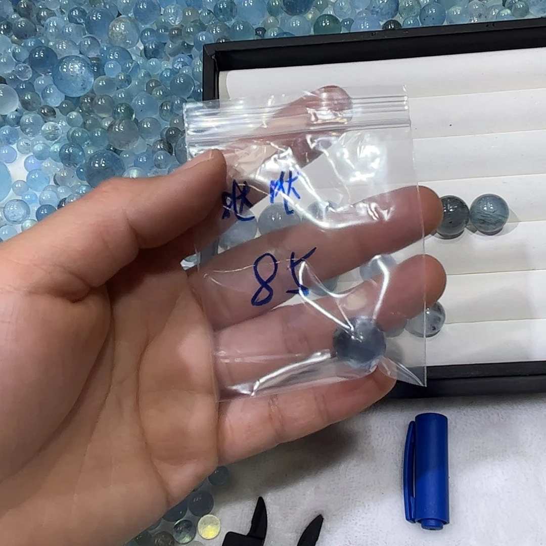 水晶珠宝半成品未镶嵌哒****啦海蓝宝单珠1颗