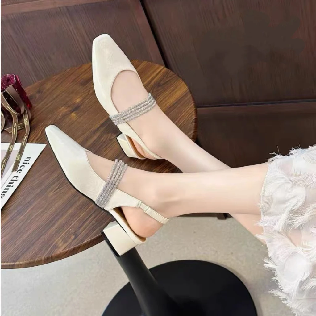 C7359   米色  夏季新款一字带气质2025新款包头四季凉鞋
