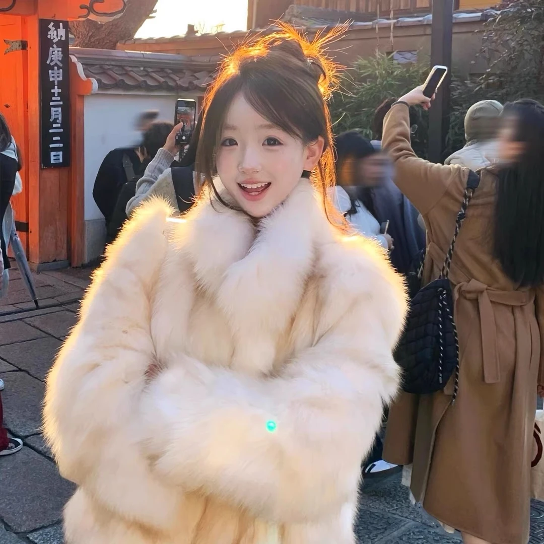 人造皮草 冬季韩版高级感女短款加厚新款时尚洋气百搭毛毛上衣