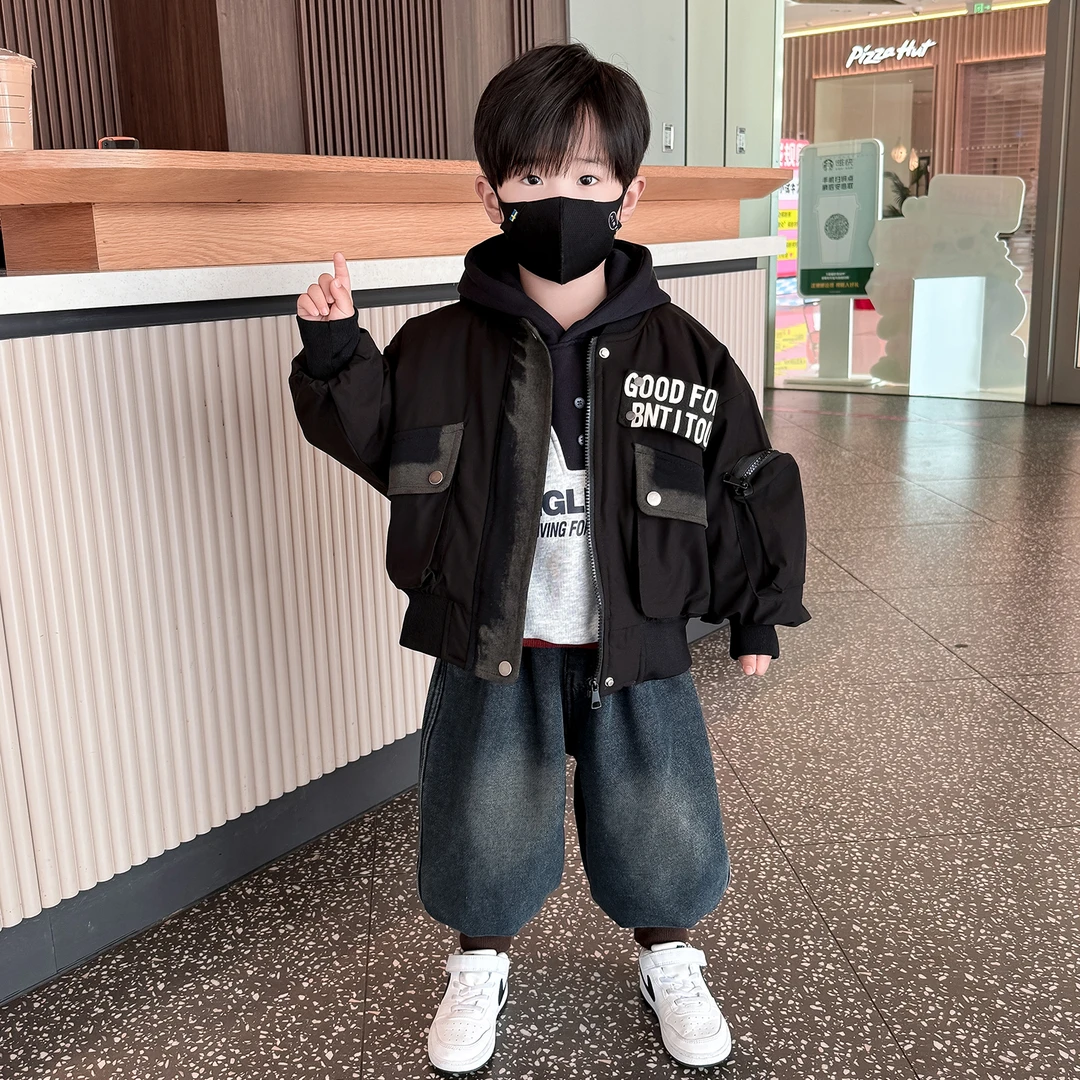 男童冬季棉衣外套儿童加厚棉服2025新款中大童小男孩夹棉保暖棉袄