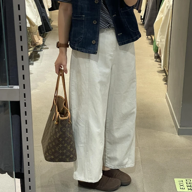 遮跨显瘦廓形直筒裤女2025春夏新款韩版休闲百搭阔腿裤垂感弯刀裤