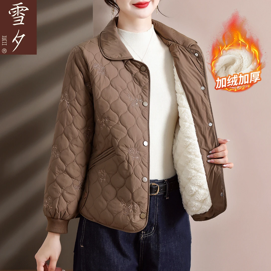 妈妈秋冬短款棉袄外套加绒加厚保暖棉衣50多岁中老年女装时尚袄子
