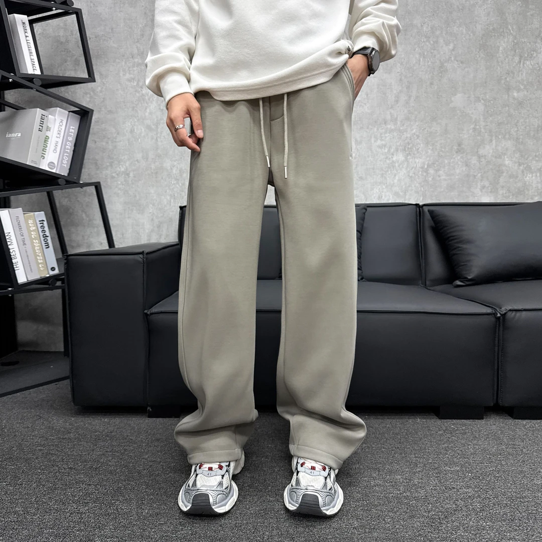 【专柜品质】针织直筒中腰常微阔裤长裤秋冬百搭加厚加绒香蕉裤宽松