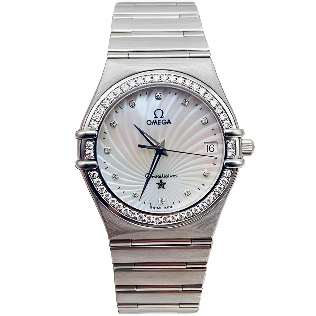 95新 Omega/欧米茄 33.5mm 欧米茄星座 后镶钻后配贝母盘石英女表