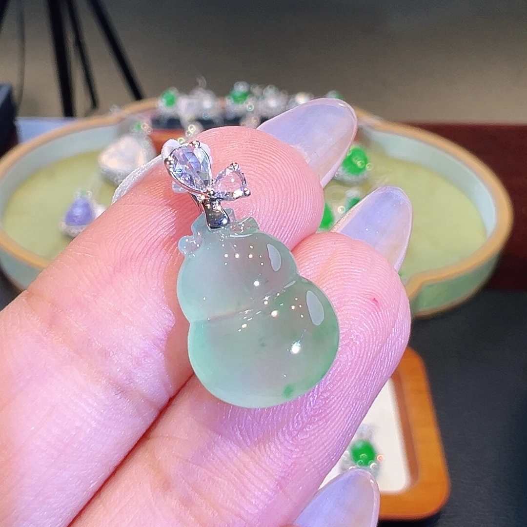 翡翠18K金镶嵌吊坠(不含链)翡翠