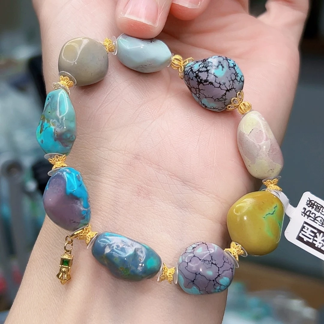 绿松石珠宝奇石18K金镶嵌