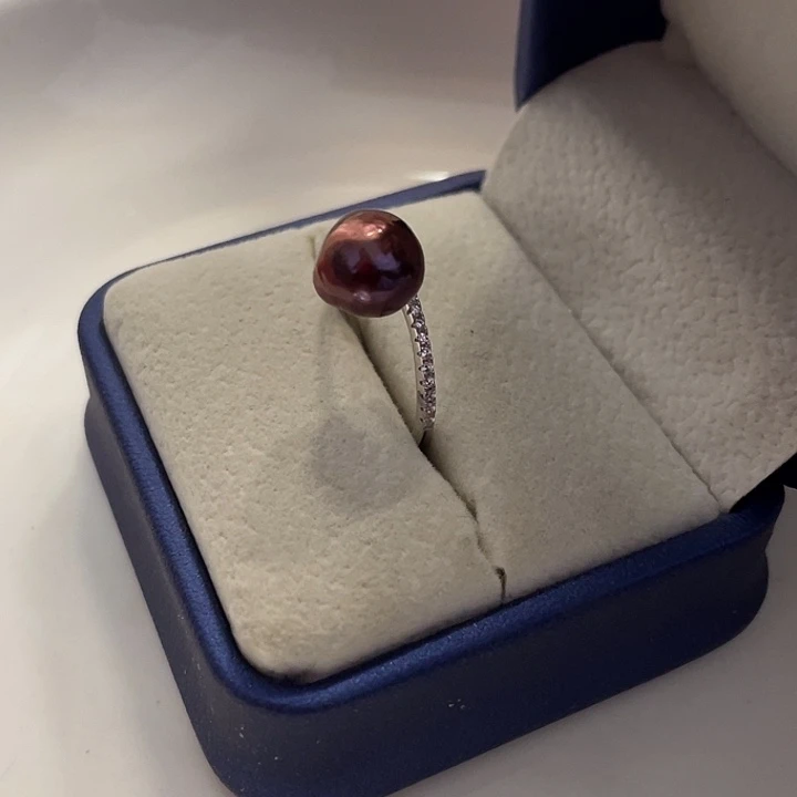 银S925镶嵌戒指淡水珍珠