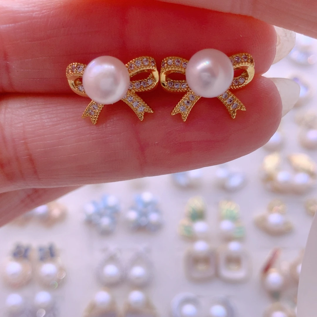 合金淡水珍珠耳饰