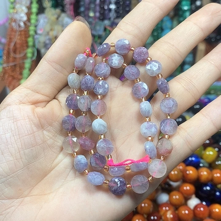 未镶嵌玛瑙/玉髓珠宝半成品亏米炸：天然碧玺切面卡8mm
