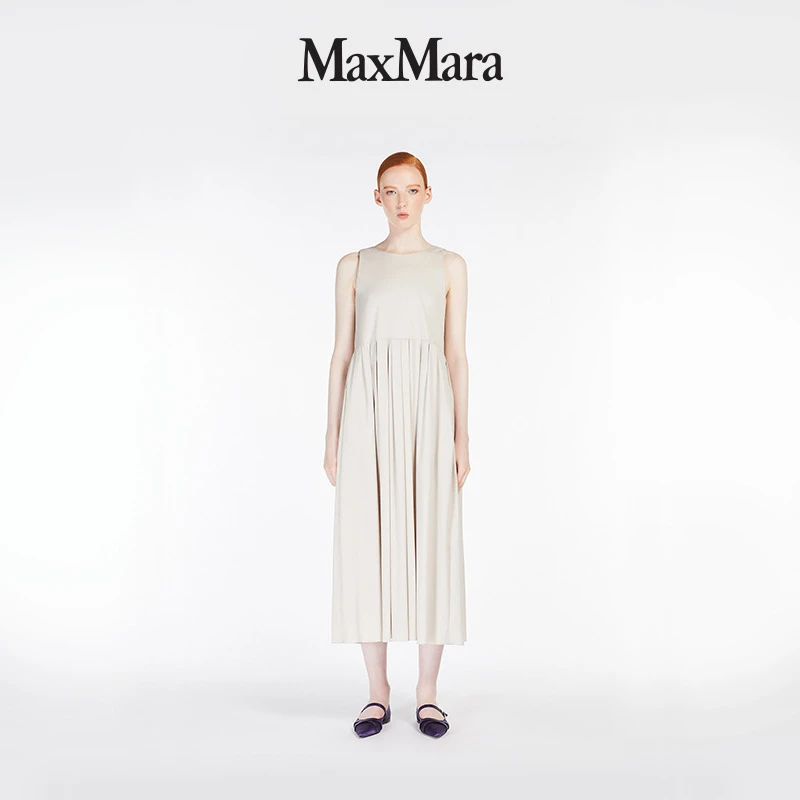 MaxMara 2025春夏新品女装纯色无袖连衣裙9221105306