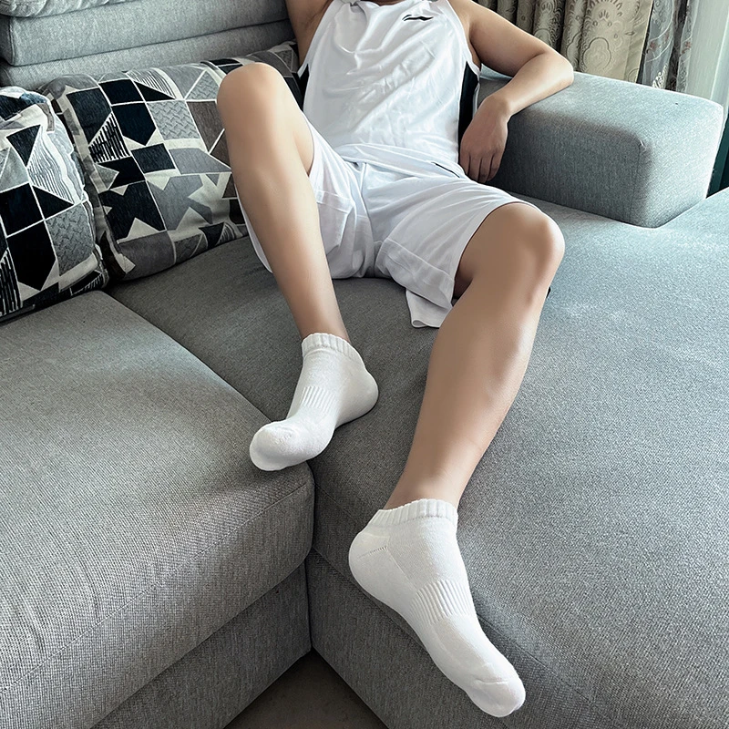 袜子男短袜精梳棉加厚毛巾底运动袜男生跑步吸汗抗菌减震白篮球袜