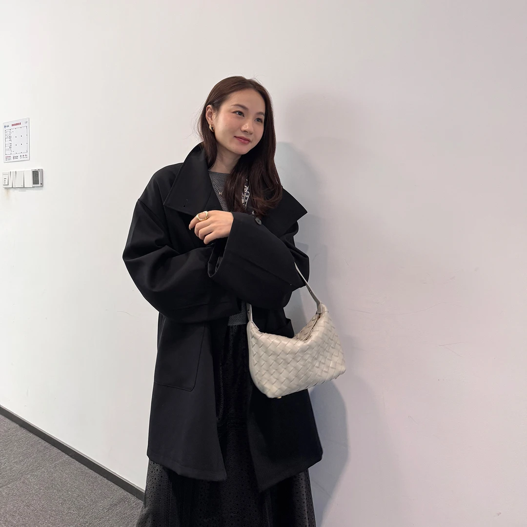 KEEP KAPU靠谱【英伦贵女】奢牌秀场风人棉混纺立领风衣KP250952