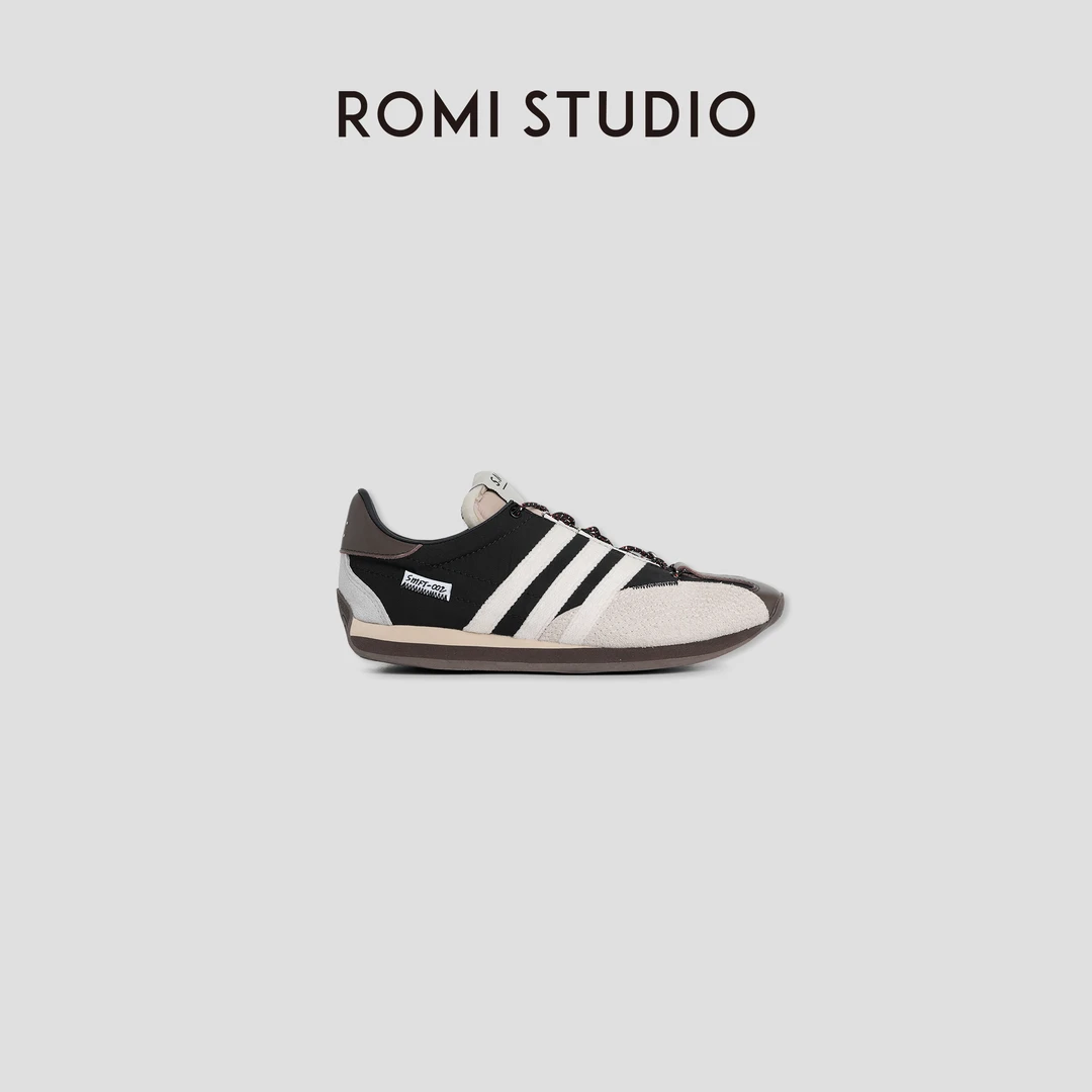 ROMI STUDIO “美式复古” 牛皮拼丝绸羊皮平底撞色阿甘鞋 407LA023