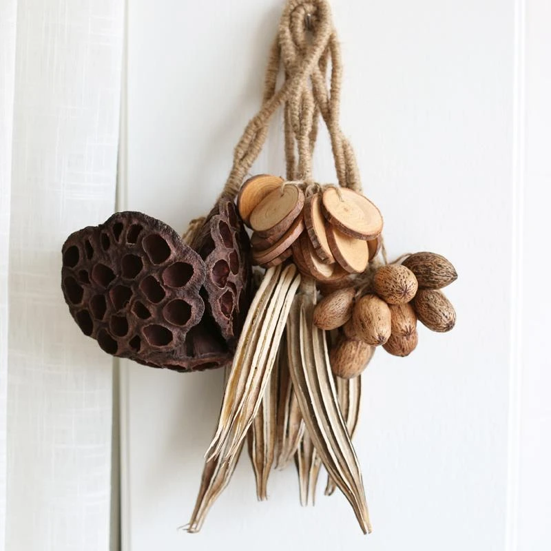 天然干果串原木古风墙饰挂饰挂件葫芦串秋天氛围家居装饰民宿餐厅