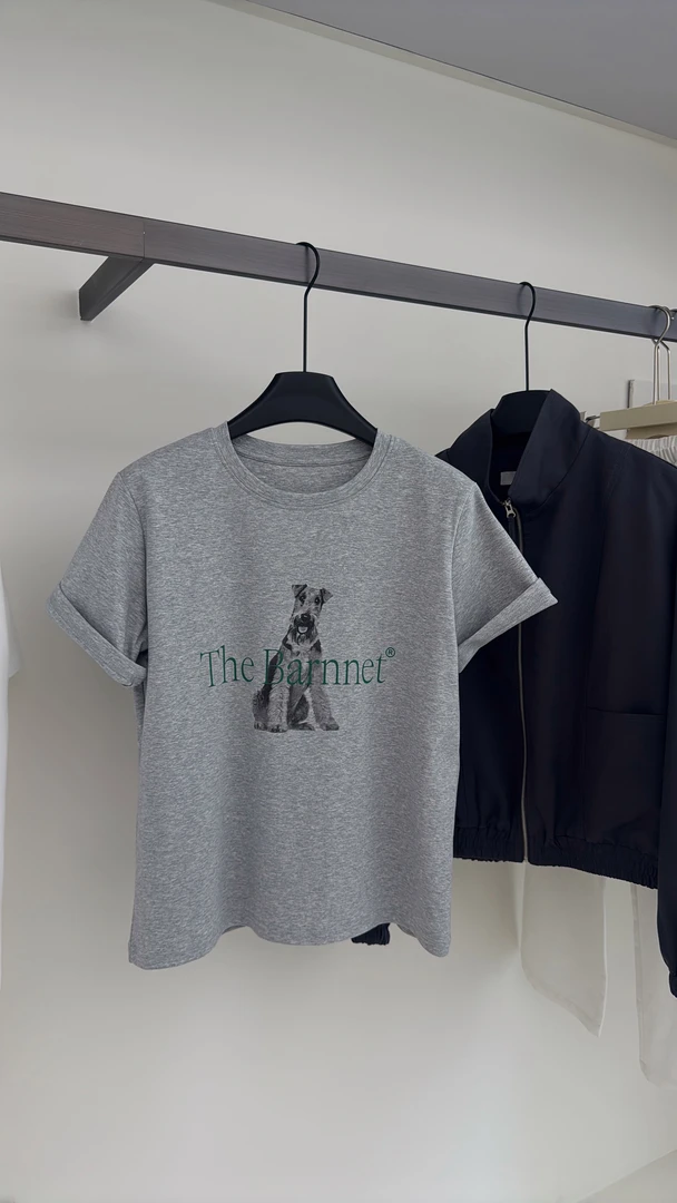 在韩春夏新款上衣集合—八奶灰色小狗T