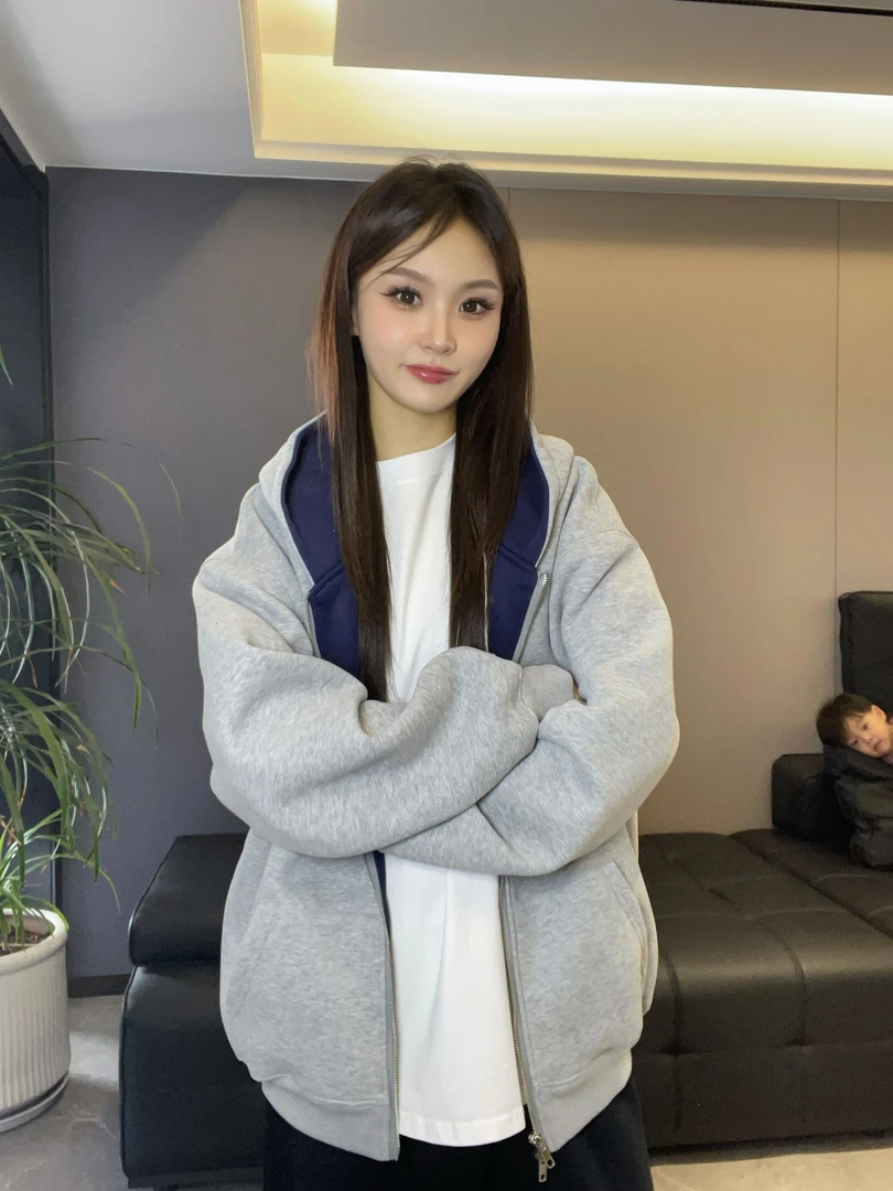 到位25ss潮人叠穿神器休闲宽松型连帽春秋季卫衣外套KY01