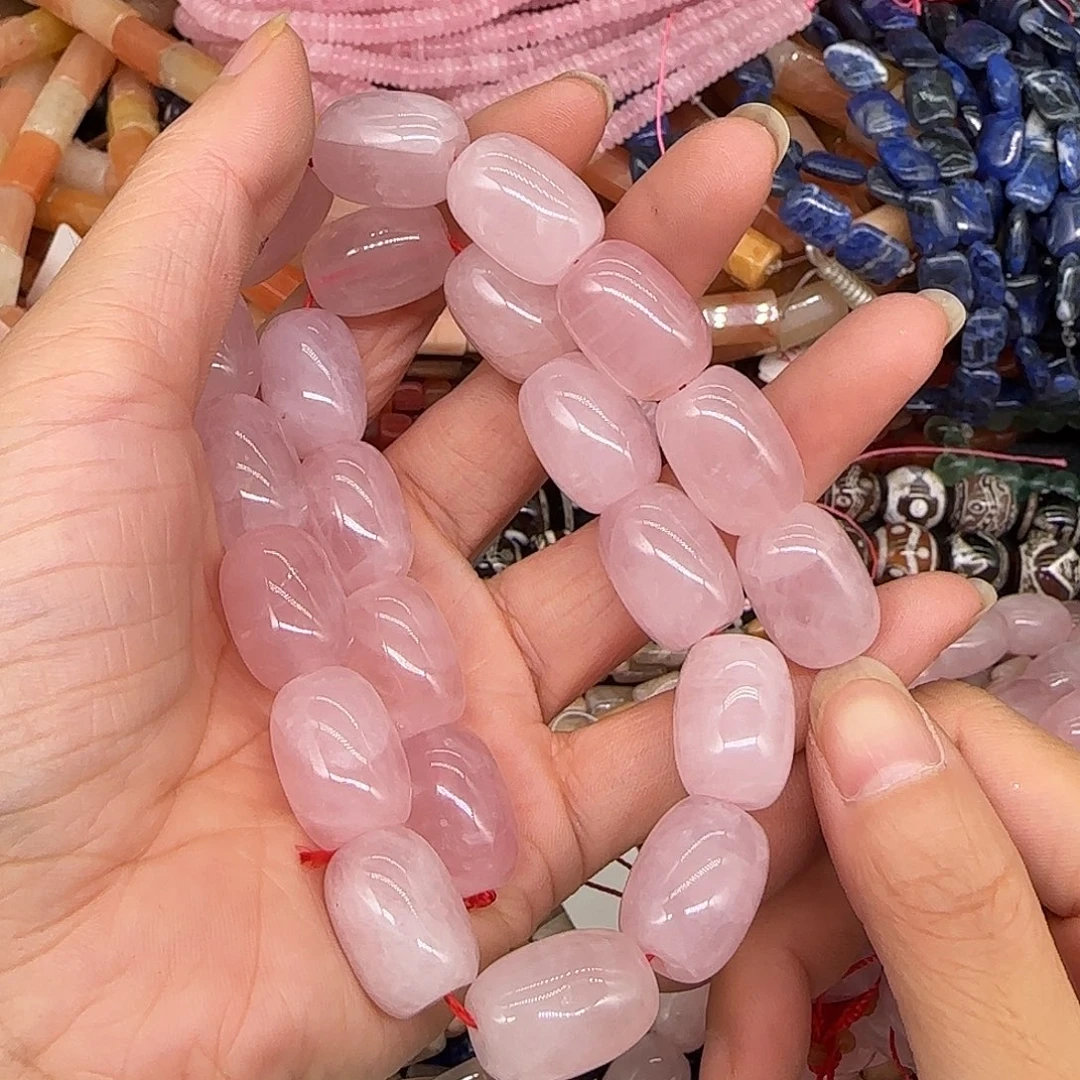 玛瑙/玉髓合金珠宝半成品马粉桶珠13-18mm一条