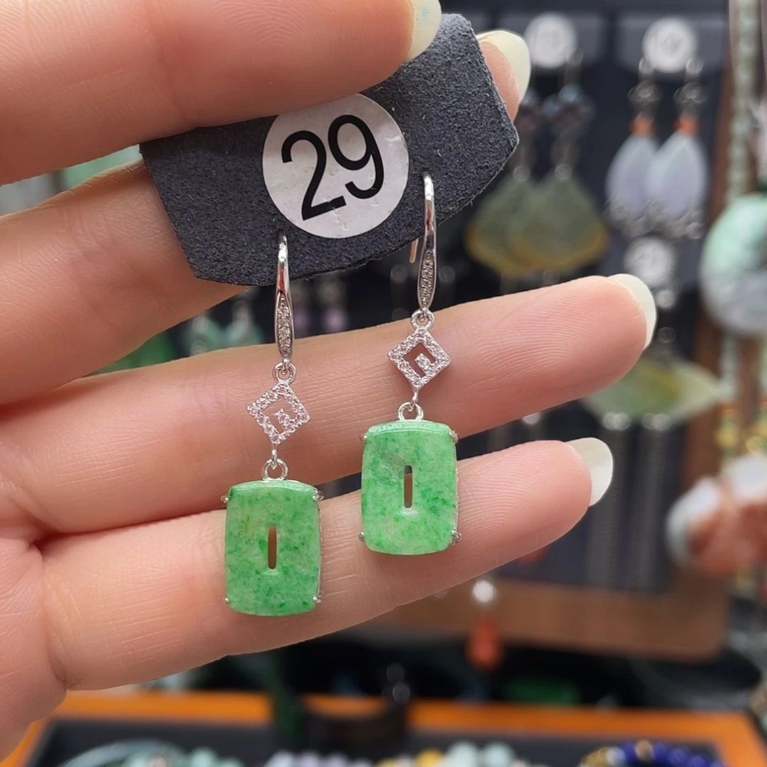 翡翠耳饰银S925镶嵌fgbggbg